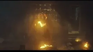 three men in suits in dark room with fire — Peaky Blinders