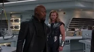 Futuristic weapon hanging from ceiling — The Avengers