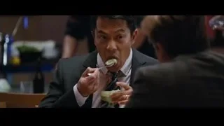 man in suit deep in thought at restaurant — The Big Short