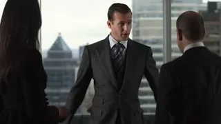 three people in meeting room with city view — Suits