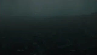 foggy city at night from above — Blade Runner 2049