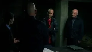 three people in dark concrete room — Breaking Bad
