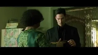man and woman in green kitchen — The Matrix