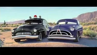 Two vintage cars in desert landscape — Cars