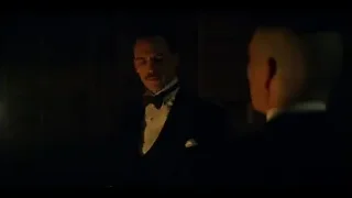 Man in tuxedo drinking whiskey in library — Peaky Blinders