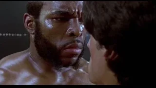 man with eyes closed in boxing ring — Rocky III