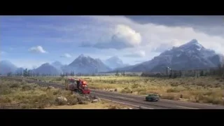 Red fire truck driving on highway — Cars 3