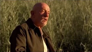 Elderly man in thought in tall grass field — Breaking Bad