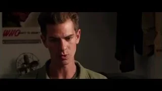 Young man's face with serious expression and fan — Hacksaw Ridge