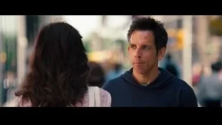 man and woman talking on busy street — The Secret Life of Walter Mitty