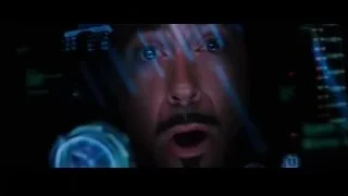 man's shocked face in futuristic setting — Iron Man