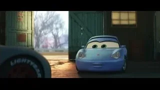 Blue car parked in dilapidated garage — Cars 3