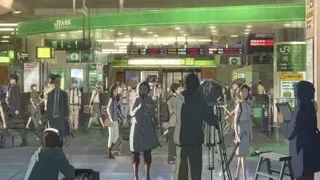 busy train station with people — Weathering with You
