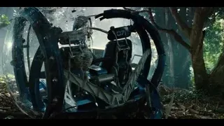 man with gun near helicopter in forest — Jurassic World
