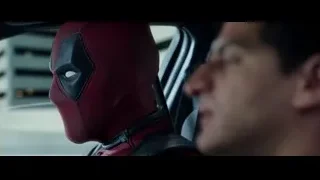 Deadpool face close-up in car — Deadpool