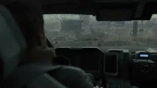 person watching large explosion from car — Blade Runner 2049