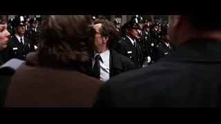 Police officers standing in line on street — Batman: The Dark Knight