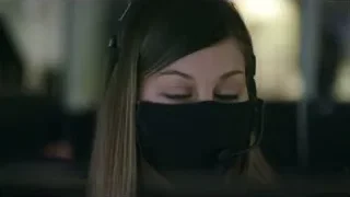 Woman in call center with face mask and headset — Elon Musk: Return to Space