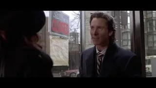 Woman in front of "Sorry we're closed" sign — American Psycho