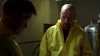 two men in hazmat suit in room — Breaking Bad