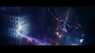 two figures battling in futuristic cityscape — The Amazing Spider Man 2