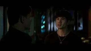 two young men conversing in dimly lit room — Bruce Lee: Birth of The Dragon