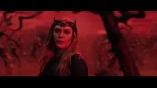 Woman in dark eerie forest with red smoke — Doctor Strange 2