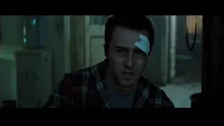 man with bandage on forehead in room — Fight Club