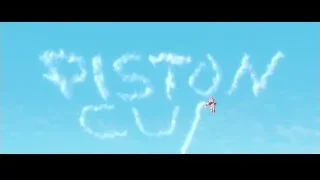 red biplane flying with cloud formations — Cars