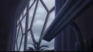 Window with geometric design and blue curtain — I Want To Eat Your Pancreas