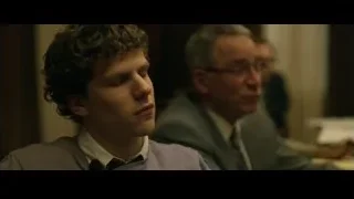 Young man sitting in courtroom deep in thought — The Social Network
