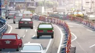 Busy street with cars and traffic cones — Your Name
