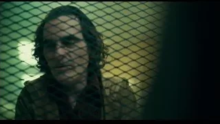 man's face through chain-link fence — Joker