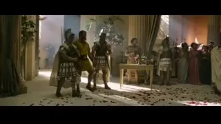 men in ancient armor in ornate room — Gladiator 2