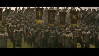 Roman soldiers marching in parade with banners — Gladiator 2