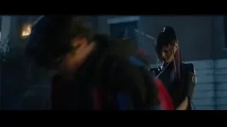 two women in futuristic outfits with pink hair — Deadpool 2