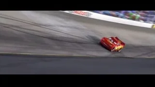 red race car speeding on track — Cars