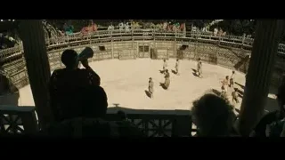 man speaking to crowd in arena — Gladiator 2