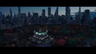aerial view city skyline with domed temple at night — Doctor Strange 2