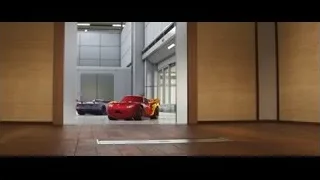 red toy car in modern hallway — Cars 3