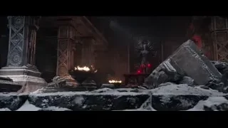 large fire burning in ruined eerie temple — Doctor Strange 2