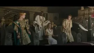 Three Roman figures on a throne — Gladiator 2