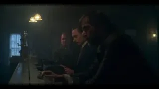 three men sitting at bar table — Peaky Blinders