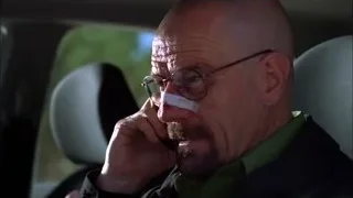 elderly man in car with bandage on nose — Breaking Bad