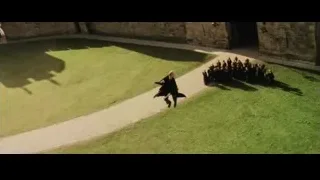 Blonde boy with stick on grassy path — Harry Potter and the Philosophers Stone