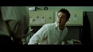 young man standing in office cubicle — Fight Club
