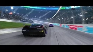race cars on track at night — Cars 3