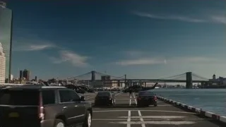 city skyline with helicopters and ferry — Succession