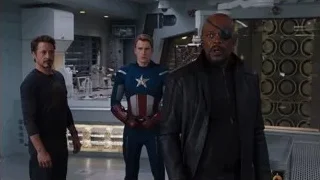 three men including Captain America in futuristic room — The Avengers