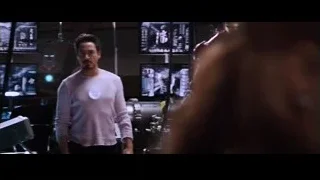 Man and Iron Man robot in laboratory — Iron Man